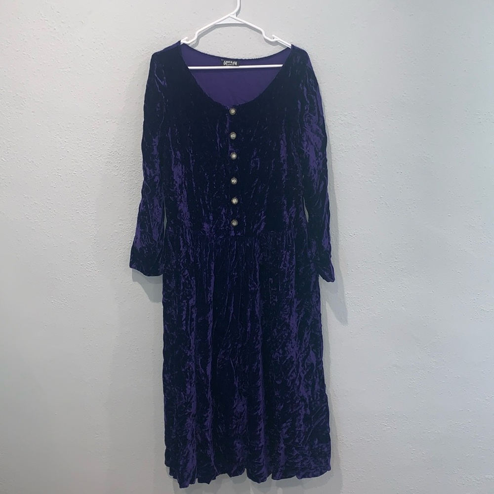 Shelby brand vintage 90s crushed blue purple velvet dress XL